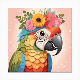 Floral Baby Parrot Nursery Illustration (60) Canvas Print