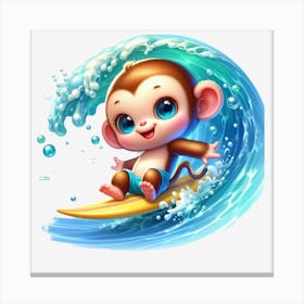 Monkey Surfing 1 Canvas Print