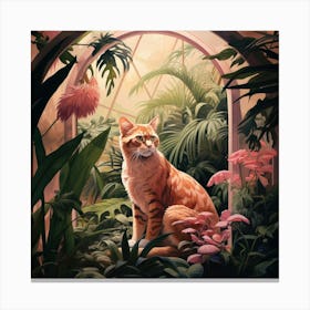 Jungle Cat 1 Pink Jungle Animal Portrait Canvas Print