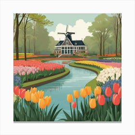 Default Keukenhof Gardens Netherlands Vintage Botanical Art Pr 1 Canvas Print