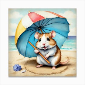 Hamster On The Beach 2 Canvas Print