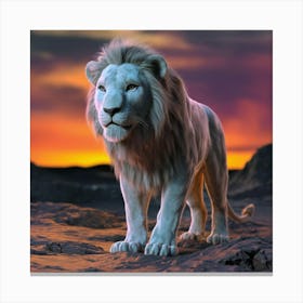 Lion In The Desert Canvas Print