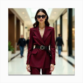 Model In Burgundy Suit Canvas Print