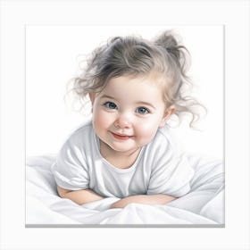 Little Girl In White Shirt Canvas Print