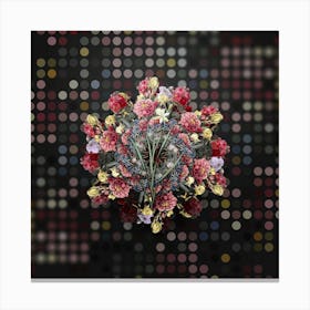 Vintage Ixia Anemonae Flora Flower Wreath on Dot Bokeh Pattern n.0056 Canvas Print