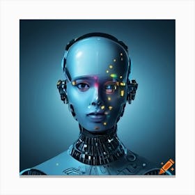 Craiyon 162640 A Futuristic Robotic Artificial Intelligence Head Facing Out The Page Copy Canvas Print