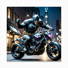 Batman On A Motorcycle fhh Canvas Print
