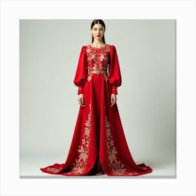 Red Embroidered Dress Canvas Print