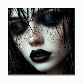 Gothic Girl In Rain Canvas Print