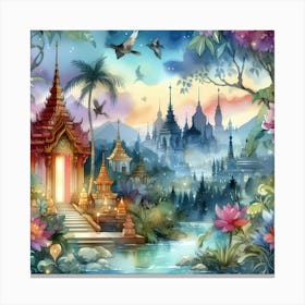 Thailand Watercolor Painting Canvas Print