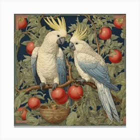 Cockatoo And Pomegranate Blue Walter Crane Art Print 3 Canvas Print