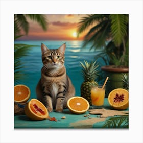 Cat On The Beach Canvas Print