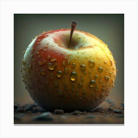 Apple With Water Droplets Canvas Print