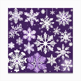 Snowflakes On Purple Background 2 Canvas Print