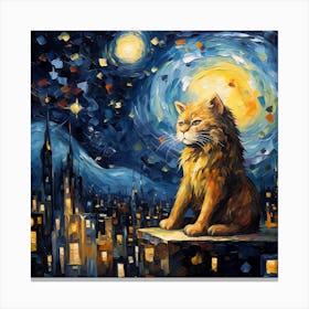 Cat At Night Canvas Print