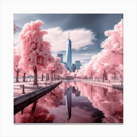 Pink Trees In New York City Canvas Print