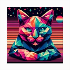 Whiskers Low Poly Cat Canvas Print