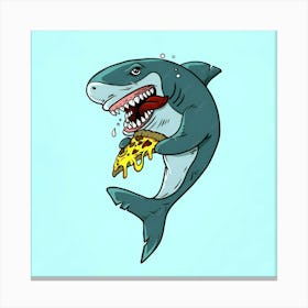 Shark Eating Pizza Canvas Print