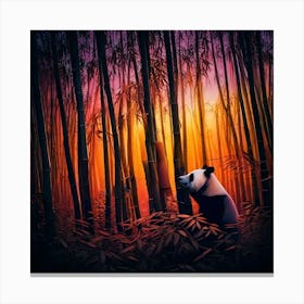 Firefly Twilight, Bamboo, Forest, Panda, Closeup, Glow, Purple, Peach, Mystery, Allure, Atmosphere, (9) Canvas Print