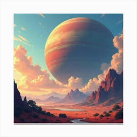 Titan Crashing Through A Vivid Watercolor Landscape 1 Canvas Print