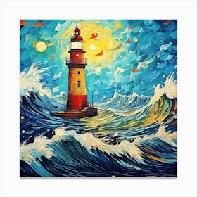 Lighthouse In The Sea 3 Canvas Print