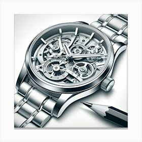 A Pencil Drawing Of A Modern Men's Watch 3 Canvas Print