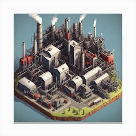 Isometric Industrial City Canvas Print