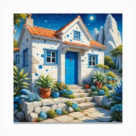 House With Blue Door Canvas Print