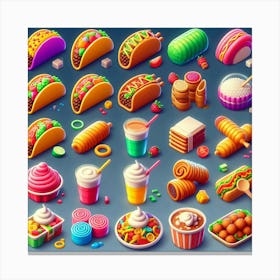 Food Icon Set Canvas Print