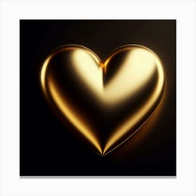 Gold Heart On Black Background Canvas Print