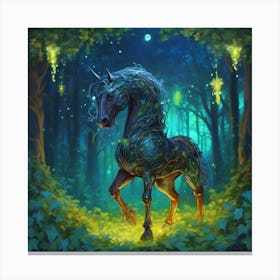 Unicorn In The Forest Canvas Print