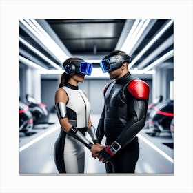 Futuristic Couple In Vr Glasses Canvas Print