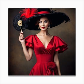 Beautiful Woman In A Red Dress 5 Canvas Print