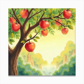 Watercolor The Hesperides With Their Golden Apples In A Vibrant Scene 1 Canvas Print