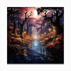 Forest At Night Canvas Print