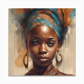 Wall Painting Of A Beautiful African Girl 3 Canvas Print