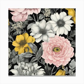 Black And White Flowers Canvas Print