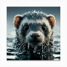 Ferret In Water 1 Canvas Print