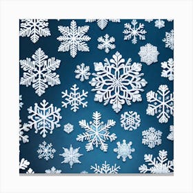 Snowflakes On Blue Background 5 Canvas Print