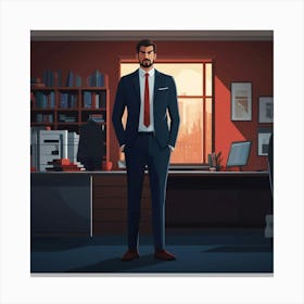 Businessman In Office Canvas Print