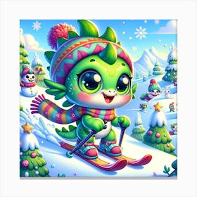 little dragon skiing Canvas Print