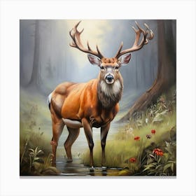 Deer In The Woods 2 Canvas Print