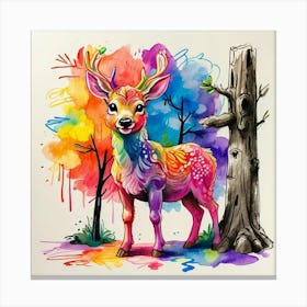 Deer Watercolor Painting 7 Canvas Print