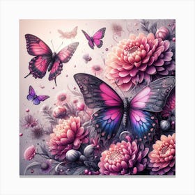 Butterflies And Flowers Canvas Print