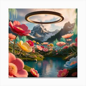 A Breathtaking Highly Detailed 3D Render Of A Majestic Landscape Garden Canvas Print