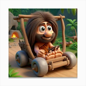 Caveman In A Car 5 Canvas Print