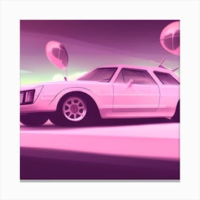 Pink Car With Balloons Canvas Print