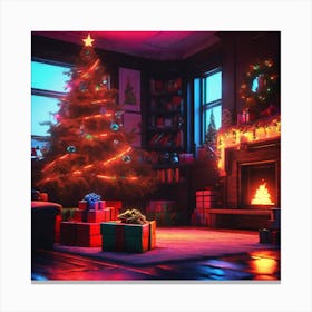Christmas Tree In The Living Room 58 Canvas Print