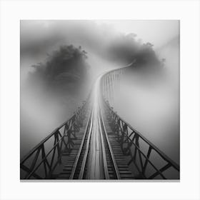 Train Tracks In The Fog Dreamscape Canvas Print
