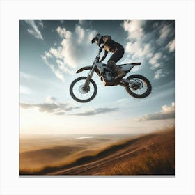 Dirt Bike Rider In The Air 1 Canvas Print